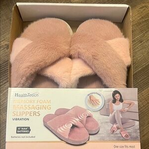 HealthTouch Pink Memory Foam Massaging Slippers